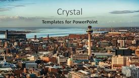  Presentation with united kingdom - Presentation with liverpool-skyline-rooftop-view background and a light blue colored foreground