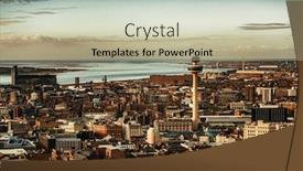  Presentation with united - Colorful presentation theme enhanced with liverpool-skyline-rooftop-view backdrop and a mint green colored foreground