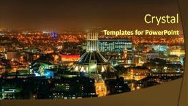  Presentation with united kingdom - PPT layouts featuring liverpool-skyline-rooftop-view background and a tawny brown colored foreground