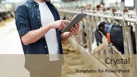  Presentation with agriculture technology - Amazing PPT layouts having livestock - agriculture industry farming people technology backdrop and a coral colored foreground