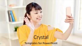  Presentation with technology - Theme with livevideo - people technology and leisure concept background and a yellow colored foreground