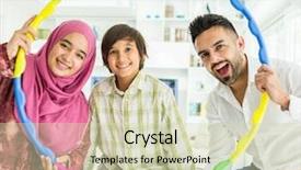  Presentation with muslim family - Cool new PPT theme with living circle - happy arabic muslim family backdrop and a soft green colored foreground