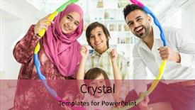  Presentation with muslim family - Theme enhanced with living circle - happy arabic muslim family background and a red colored foreground