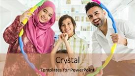  Presentation with muslim family - Cool new slides with living circle - happy arabic muslim family backdrop and a coral colored foreground