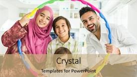  Presentation with muslim family - PPT layouts enhanced with living circle - happy arabic muslim family background and a coral colored foreground