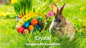  Presentation with easter basket - Colorful slides enhanced with living easter bunny with eggs backdrop and a tawny brown colored foreground