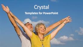  Presentation with seniors - Slides consisting of living faith - happy seniors background and a teal colored foreground