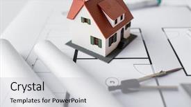  Presentation with architecture home - Presentation theme with living house model and compass background and a light gray colored foreground