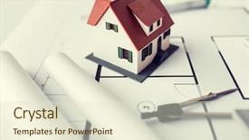  Presentation with architecture home - Presentation theme enhanced with living house model and compass background and a cream colored foreground