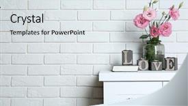  Presentation with flowers vase - PPT theme featuring living room - beautiful flowers in vase background and a sky blue colored foreground