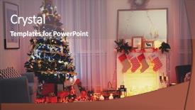  Presentation with interior decorating home - Theme enhanced with living room decorated for christmas background and a gray colored foreground