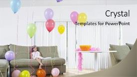  Presentation with full score - Presentation theme with living room full of balloons background and a white colored foreground