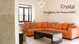  Presentation with rest - PPT theme enhanced with living room furniture set background and a lemonade colored foreground