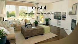  Presentation with living room - Beautiful theme featuring living room in earth tones backdrop and a soft green colored foreground