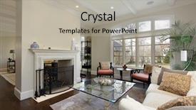  Presentation with living room family - PPT theme featuring living room in luxury home background and a light gray colored foreground