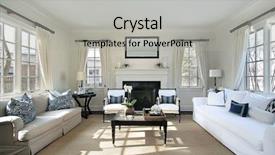  Presentation with living room - Audience pleasing theme consisting of living room in luxury home backdrop and a light gray colored foreground
