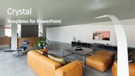 Presentation with living room - PPT theme consisting of living room interior house concrete background and a  colored foreground