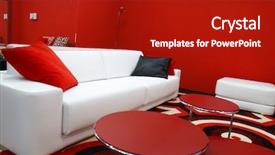  Presentation with living room - Audience pleasing PPT layouts consisting of living room interior in red backdrop and a  colored foreground