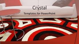  Presentation with living room - Presentation theme enhanced with living room interior in red background and a  colored foreground