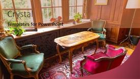 Presentation with living room - PPT theme enhanced with living-room-interior-vintage-furniture background and a red colored foreground