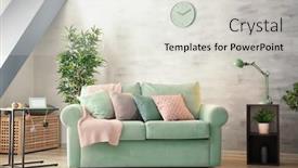  Presentation with mint - Slides with room interior with comfortable mint background and a light gray colored foreground