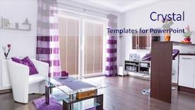  Presentation with living room - Amazing presentation design having living room interior with purple backdrop and a sky blue colored foreground