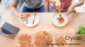  Presentation with fried chicken - Cool new slide set with living room of contemporary backdrop and a coral colored foreground