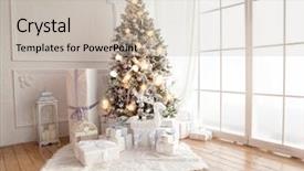  Presentation with animated christmas tree - Presentation theme featuring living room with a christmas background and a soft green colored foreground