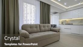  Presentation with studio lights - Slide set consisting of living-room-with-a-couch background and a  colored foreground