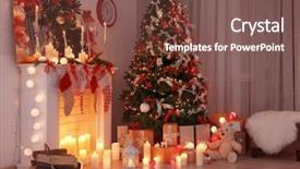  Presentation with christmas tree - Slides enhanced with living room with beautiful christmas background and a tawny brown colored foreground