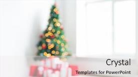  Presentation with christmas presents - Beautiful slide set featuring living room with christmas tree backdrop and a white colored foreground