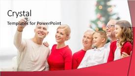  Presentation with family photo - PPT theme consisting of living room with christmas background and a  colored foreground