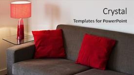  Presentation with living room - Slide deck with living room with sofa lamp background and a soft green colored foreground