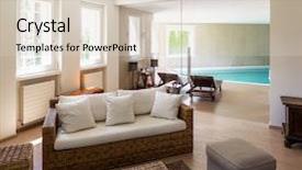  Presentation with furniture design - Presentation design having living room with wicker furniture background and a lemonade colored foreground