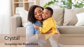  Presentation with african american baby - Presentation with living small - childhood kids and people concept background and a coral colored foreground