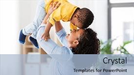  Presentation with african american baby - Presentation design having living small - childhood kids and people concept background and a light blue colored foreground
