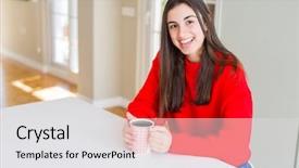  Presentation with champion golden trophy cup - Slide deck having living trust - beautiful young woman enjoying background and a white colored foreground