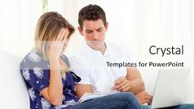  Presentation with trust - Presentation having living trust - distressed couple at home angry background and a cream colored foreground