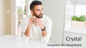  Presentation with gold man smile - Colorful presentation theme enhanced with living trust - handsome man smiling while enjoying backdrop and a light gray colored foreground