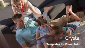  Presentation with young children playing - Presentation consisting of living trust - happy young family playing together background and a tawny brown colored foreground