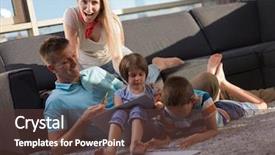  Presentation with young children playing - Cool new presentation theme with living trust - happy young family playing together backdrop and a  colored foreground