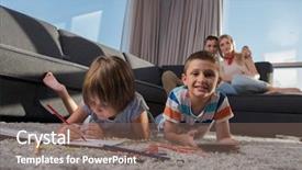  Presentation with young children playing - Slide set featuring living trust - happy young family playing together background and a  colored foreground