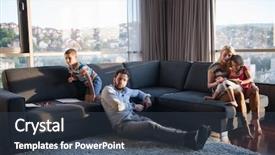  Presentation with young children playing - Presentation consisting of living trust - happy young family playing together background and a ocean colored foreground