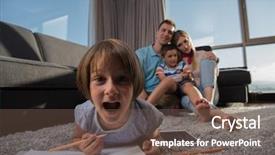  Presentation with young children playing - Presentation featuring living trust - happy young family playing together background and a  colored foreground