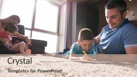  Presentation with young children playing - Presentation theme having living trust - happy young family playing together background and a  colored foreground