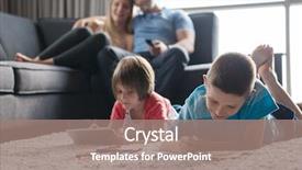  Presentation with young children playing - Theme with living trust - happy young family playing together background and a coral colored foreground