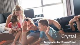  Presentation with young children playing - Presentation design featuring living trust - happy young family playing together background and a  colored foreground