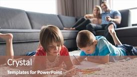  Presentation with young children playing - Beautiful presentation theme featuring living trust - happy young family playing together backdrop and a  colored foreground