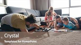  Presentation with young children playing - Slide deck consisting of living trust - happy young family playing together background and a violet colored foreground