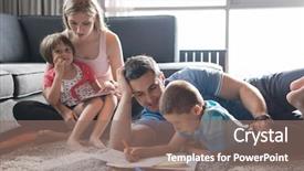  Presentation with young children playing - Colorful theme enhanced with living trust - happy young family playing together backdrop and a  colored foreground